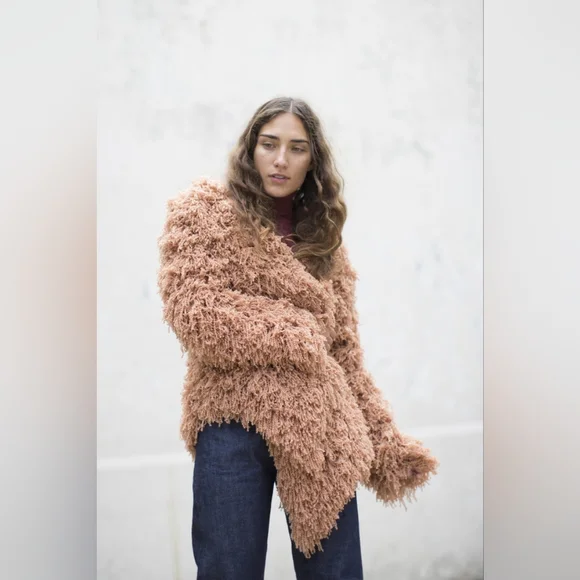 Ryan Roche Furry Cashmere Cardigan Rose Wood